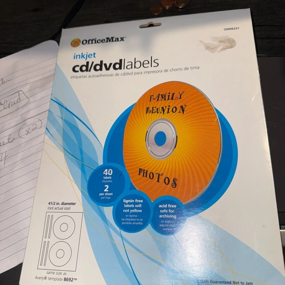 OfficeMax Inkjet CD/DVD Labels